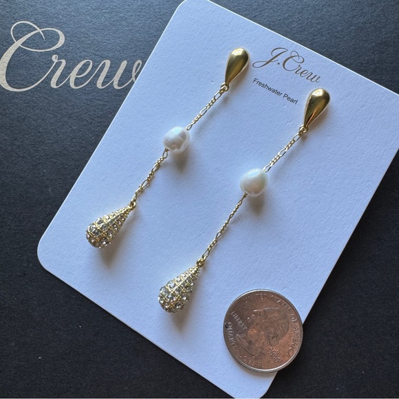 J. Crew Pearl and pavé crystal waterfall earrings - Picture 5 of 6